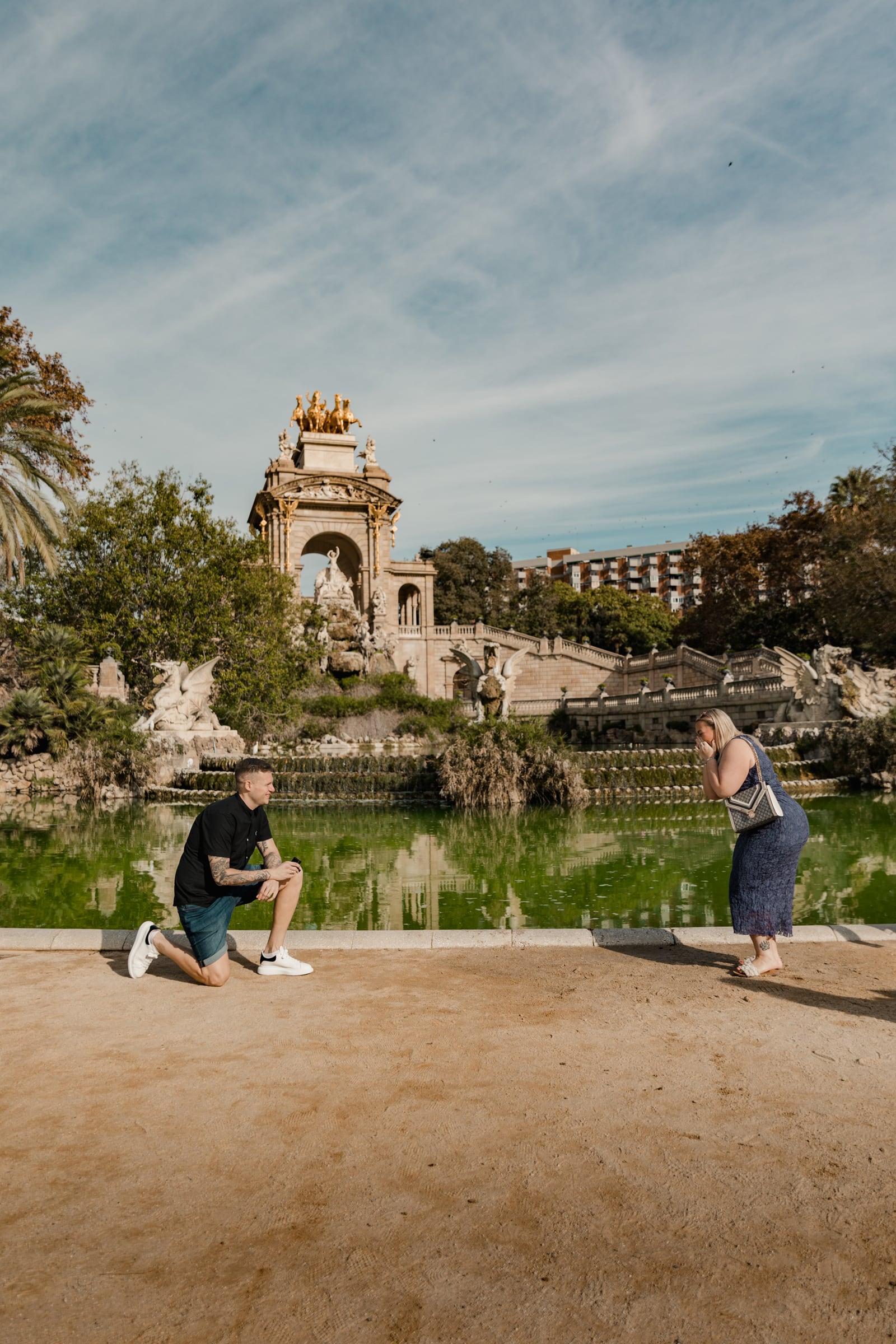 Propuesta de matrimonio en un parque